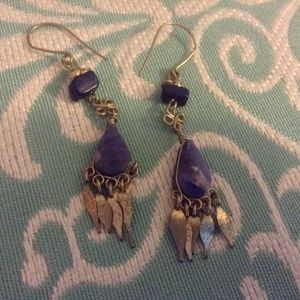 Dangly Blue and Silver Earrings
